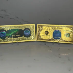 SOLANA Physical Bank Note | Gold Plated Cryptocurrency | SOL & Crypto Money | Commemorative Collectible | Crypto Gifts